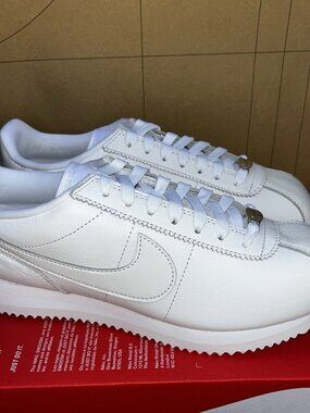 NEW Nike Cortez 23 Premium Triple White Leather FB6877-100 Women Size 8.5